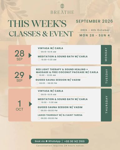 Monday at BREATHE Phuket: Vinyasa, Meditation and Sound Bath